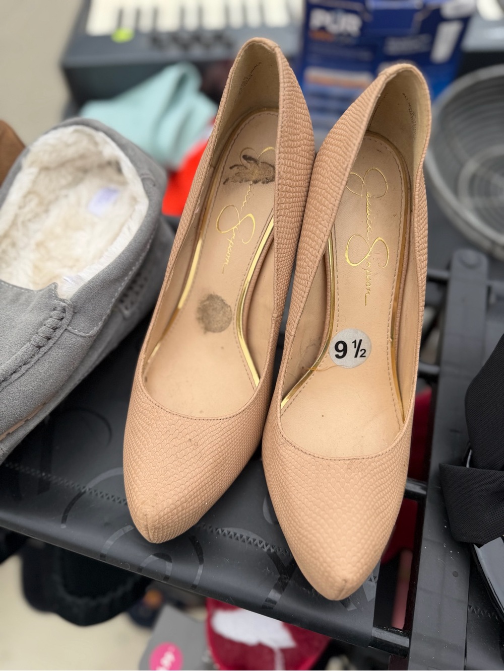 Jessica Simpson Blush Textured Pointed-Toe Pumps